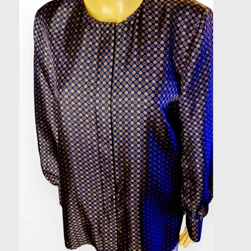 Lafayette 148 New York Tops | Lafayette 148 Neck Mao Blouse Sz M - Picture 2 of 8